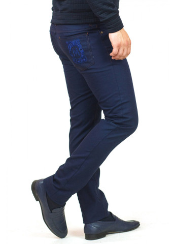 Темно-синие кэжуал демисезонные со средней талией брюки MAKSYMIV