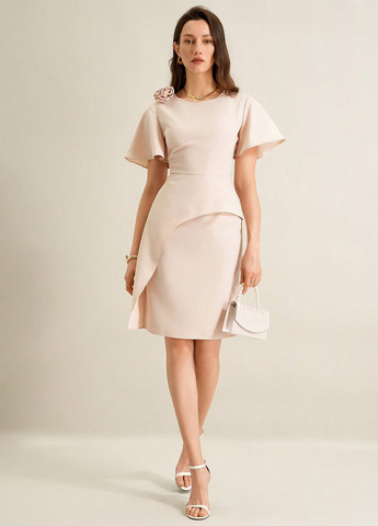 Кремова святковий, вечірня сукня футляр SHEIN однотонна