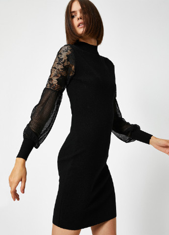 Черное коктейльное платье футляр KOTON однотонное