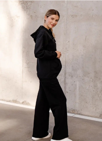 Тёплый трикотажный зип худи для беременных и кормящих мам чёрный To Be (244838514)