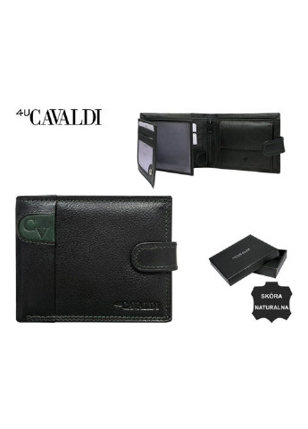Чоловіче шкіряне портмоне N992L-SCV чорне і зеленим 4U Cavaldi (210173683)
