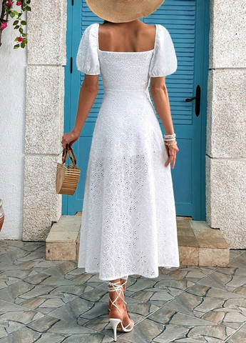 Белое кэжуал платье клеш SHEIN однотонное