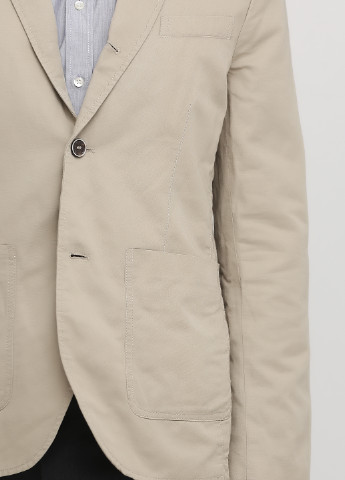 Пиджак H&M однобортный однотонный бежевый деловой хлопок, лен