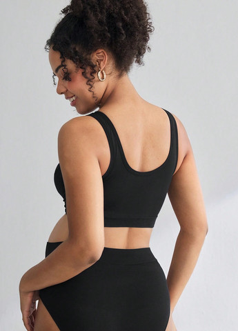 Чёрный бюстгальтер для беременных и кормящих SHEIN без косточек вискоза