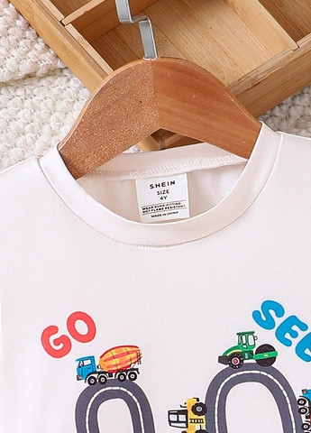 Біла всесезон піжама (довгий рукав, брюки) футболка + штани SHEIN