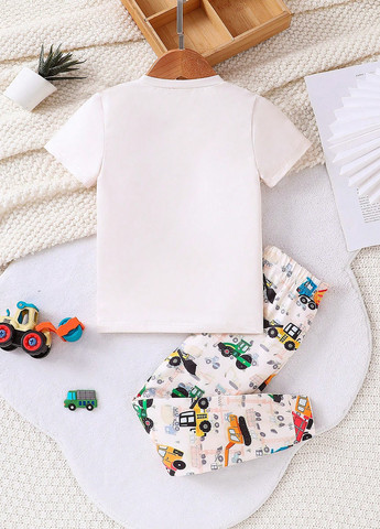 Біла всесезон піжама (довгий рукав, брюки) футболка + штани SHEIN