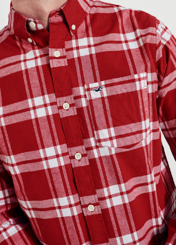Красная кэжуал рубашка в клетку Hollister с длинным рукавом