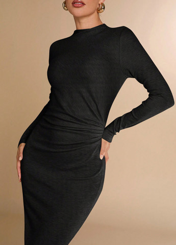 Чорна кежуал сукня силуетна SHEIN однотонна