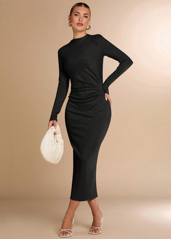 Чорна кежуал сукня силуетна SHEIN однотонна