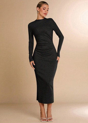 Чорна кежуал сукня силуетна SHEIN однотонна