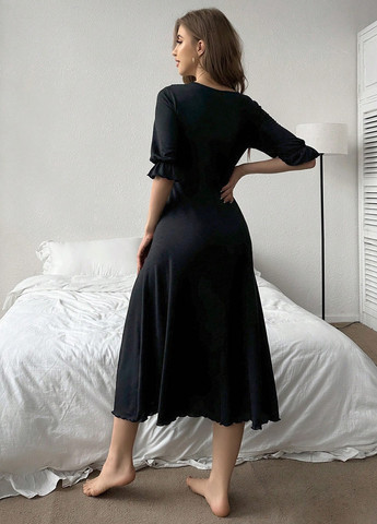 Чорна домашній сукня кльош SHEIN однотонна