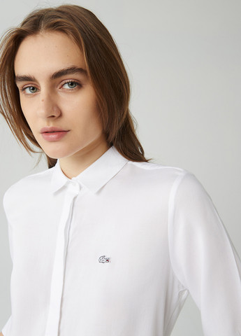 Белая кэжуал рубашка однотонная Lacoste