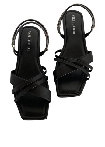 Черные босоножки Anri de Collo без застежки с камнями