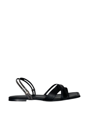 Черные босоножки Anri de Collo без застежки с камнями