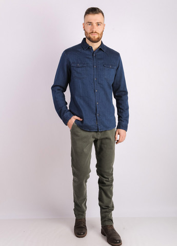 Синяя кэжуал, джинсовая рубашка однотонная Time of Style
