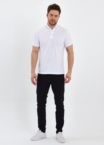 Белая футболка-поло для мужчин Trend Collection однотонная