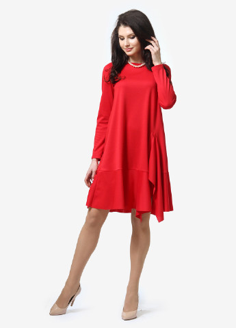 Красное кэжуал платье а-силуэт FEM однотонное