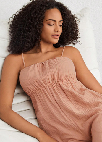 Комбинезон SHEIN комбинезон-брюки однотонный бежевый домашний хлопок