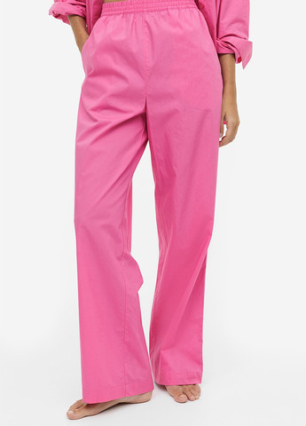 Розовые домашние демисезонные прямые брюки H&M