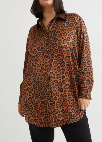 Коричневая кэжуал рубашка леопардовый H&M