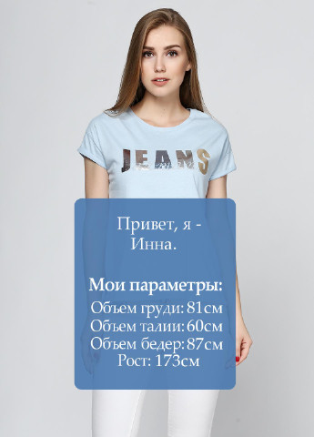 Голубая летняя футболка с коротким рукавом Armani