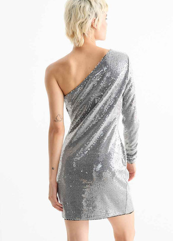 Серебристое праздничный платье на одно плечо C&A однотонное