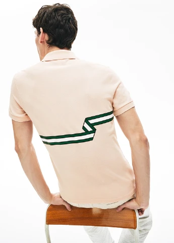 Светло-розовая футболка-поло для мужчин Lacoste с логотипом