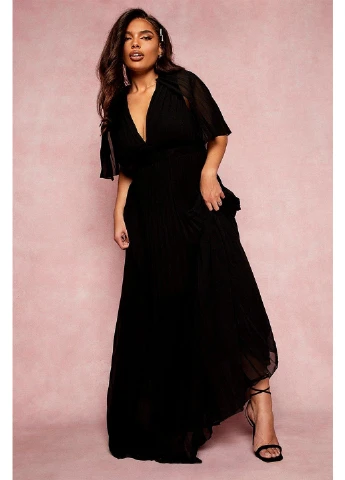 Черное вечернее платье плиссированное Boohoo однотонное
