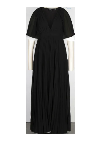 Черное вечернее платье плиссированное Boohoo однотонное