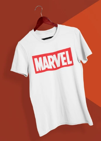 Біла футболка чоловіча біла з принтом "marvel" Maybel