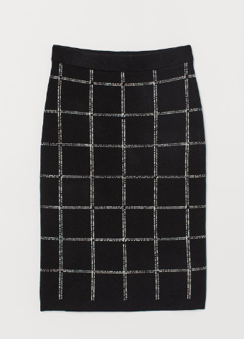 Черная кэжуал в клетку юбка H&M