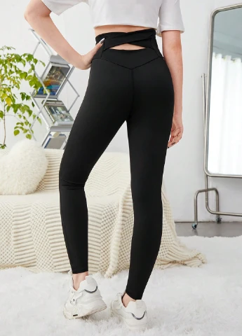 Черные демисезонные леггинсы SHEIN