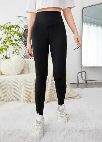 Черные демисезонные леггинсы SHEIN