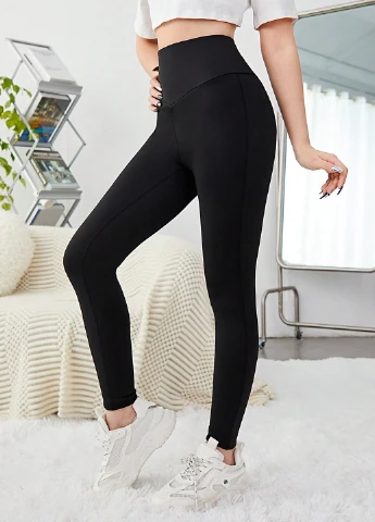 Черные демисезонные леггинсы SHEIN