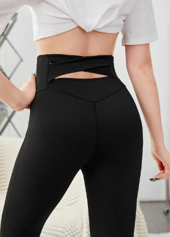 Черные демисезонные леггинсы SHEIN
