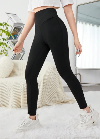 Черные демисезонные леггинсы SHEIN