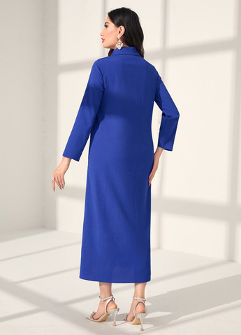 Синее кэжуал, праздничный платье рубашка SHEIN однотонное