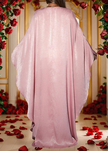 Розовое коктейльное, вечернее платье со шлейфом SHEIN однотонное