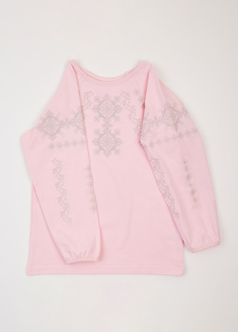 Розовая вышиванка Фламинго узор однотонный стрейч кулир, хлопок (303403285)