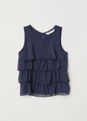 Синяя однотонная блузка без рукава H&M летняя