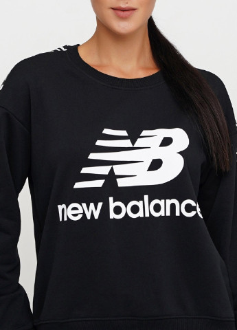 Світшот New Balance - Прямий крій напис чорний спортивний бавовна, трикотаж - (206019491)