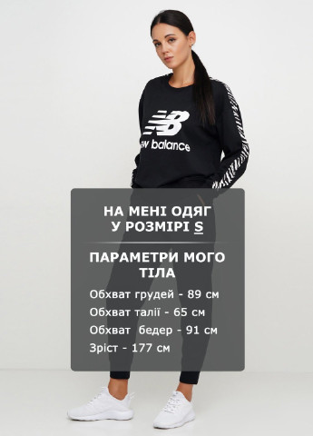 Свитшот New Balance - Прямой крой надпись черный спортивный хлопок, трикотаж - (206019491)