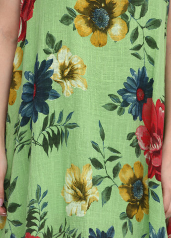 Зеленое кэжуал платье Moda с цветочным принтом