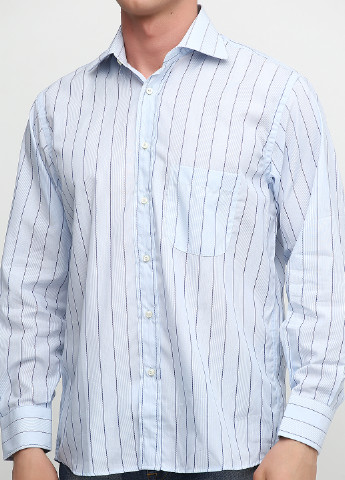 Голубой кэжуал рубашка в полоску Gio с длинным рукавом