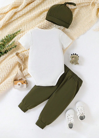 Комбінований демісезонний комплект (боді, штани, шапка) SHEIN