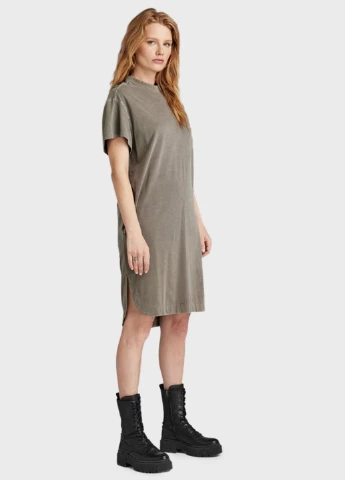 Коричневое кэжуал платье платье-футболка G-Star Raw однотонное