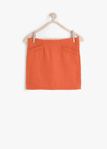 Оранжевая кэжуал однотонная юбка KOTON карандаш
