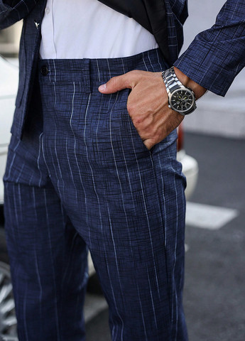 Темно-синий демисезонный костюм (пиджак, брюки) брючный SHEIN