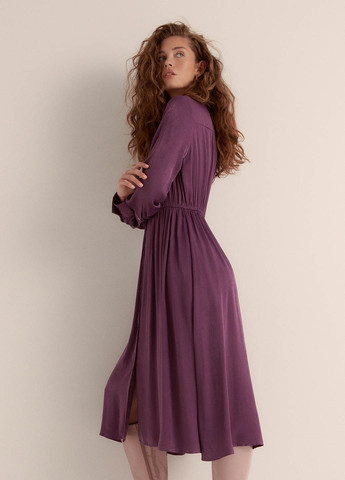 Темно-лиловое кэжуал платье рубашка, клеш Reserved однотонное