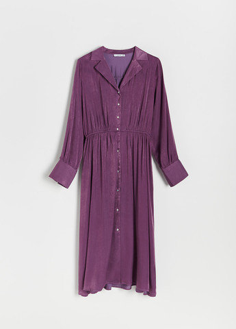 Темно-лиловое кэжуал платье рубашка, клеш Reserved однотонное